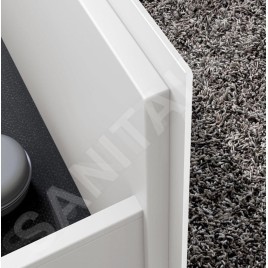 Keuco Stageline - Meuble sous lavabo, 650x550x490 mm, avec découpe pour lavabo et robinetterie à gauche, avec éclairage et USB,