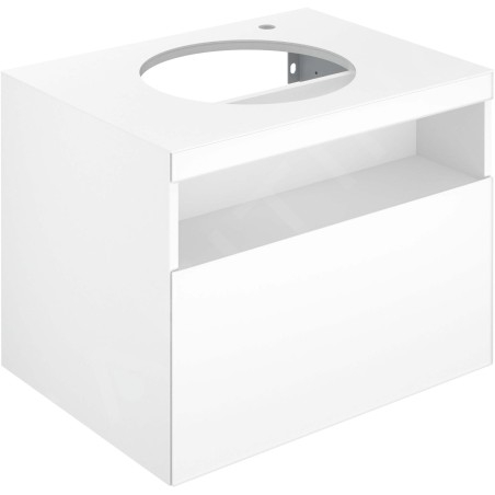 Keuco Stageline - Meuble sous lavabo, 650x550x490 mm, avec découpe pour lavabo et robinetterie à droite, avec éclairage et USB,