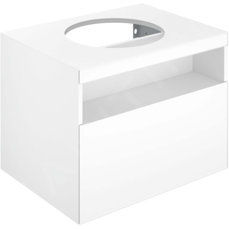 Keuco Stageline - Meuble sous lavabo, 650x550x490 mm, avec découpe pour lavabo, avec éclairage et USB, blanc 32853300100