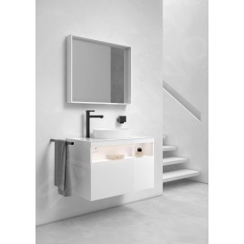 Keuco Stageline - Meuble sous lavabo, 650x550x490 mm, avec découpe pour lavabo, avec éclairage et USB, blanc 32853300100