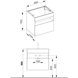 Keuco Stageline - Meuble sous lavabo, 650x625x490 mm, avec éclairage et USB, blanc 32852300100