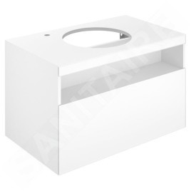 Keuco Stageline - Meuble sous lavabo, 800x550x490 mm, avec découpe pour lavabo et robinetterie à gauche, avec éclairage et USB,