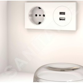 Keuco Stageline - Meuble sous lavabo, 800x550x490 mm, avec découpe pour lavabo et robinetterie à gauche, avec éclairage et USB,