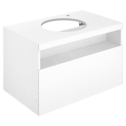 Keuco Stageline - Meuble sous lavabo, 800x550x490 mm, avec découpe pour lavabo et robinetterie à droite, avec éclairage et USB,