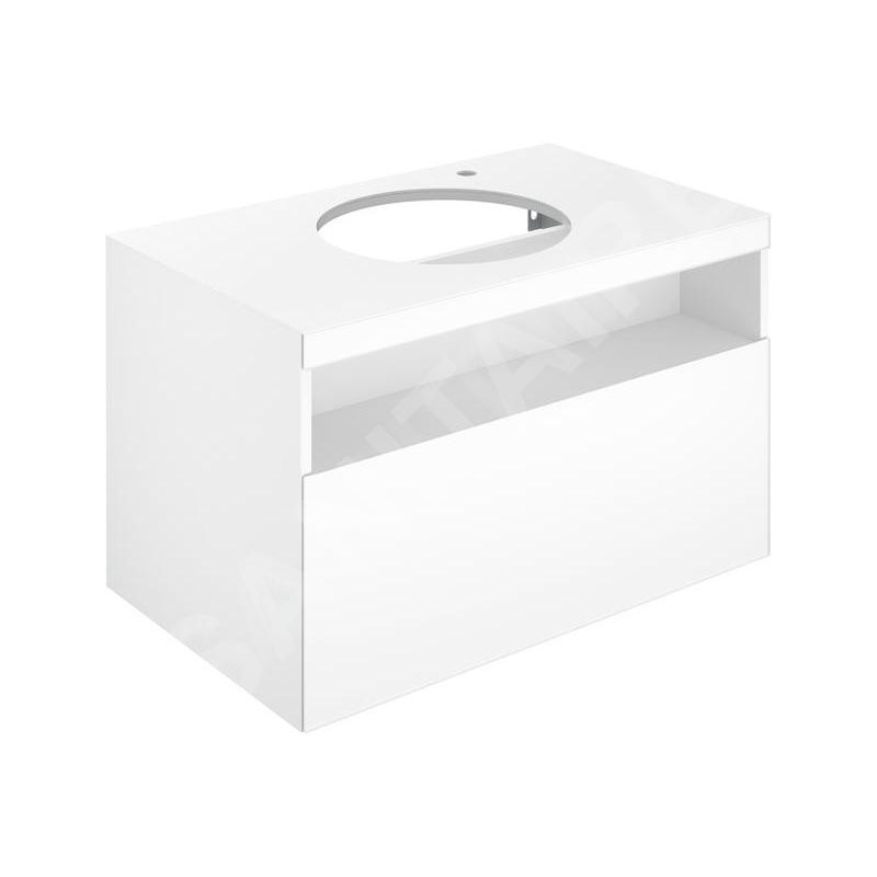 Keuco Stageline - Meuble sous lavabo, 800x550x490 mm, avec découpe pour lavabo et robinetterie à droite, avec éclairage et USB,