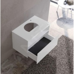 Keuco Stageline - Meuble sous lavabo, 800x550x490 mm, avec découpe pour lavabo et robinetterie à droite, avec éclairage et USB,