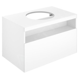 Keuco Stageline - Meuble sous lavabo, 800x550x490 mm, avec découpe pour lavabo, avec éclairage et USB, blanc 32863300100
