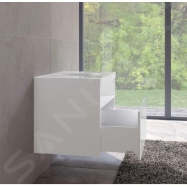 Keuco Stageline - Meuble sous lavabo, 800x550x490 mm, avec découpe pour lavabo, avec éclairage et USB, blanc 32863300100