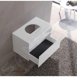 Keuco Stageline - Meuble sous lavabo, 800x550x490 mm, avec découpe pour lavabo, avec éclairage et USB, blanc 32863300100