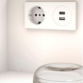 Keuco Stageline - Meuble sous lavabo, 800x550x490 mm, avec découpe pour lavabo, avec éclairage et USB, blanc 32863300100