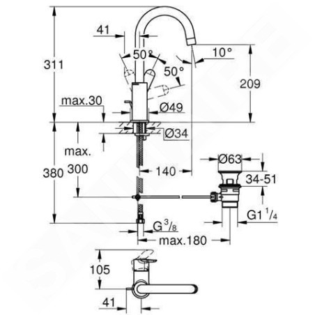 Grohe BauLoop - Mitigeur de lavabo avec vidage, taille L, chrome 23760000