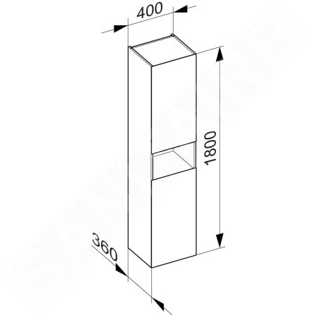 Keuco Stageline - Armoire haute, 400x1800x360 mm, 2 portes, charnières à gauche, blanc 32831300001