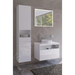 Keuco Stageline - Armoire haute, 400x1800x360 mm, 2 portes, charnières à droite, avec éclairage, blanc 32831300102