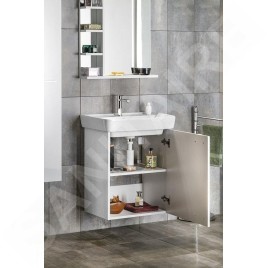 Aqualine Zoja - Armoire lavabo 505x630x371 mm, 1 porte, L/P, blanc 56373