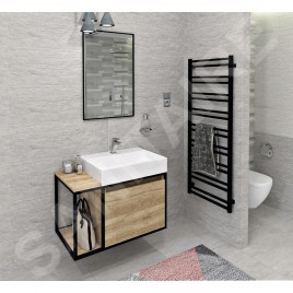Sapho Skara - Meuble lavabo, 800x495x465 mm, chêne Alabama/noir mat CG003-2222
