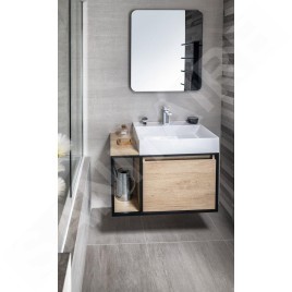 Sapho Skara - Meuble lavabo, 800x495x465 mm, chêne Alabama/noir mat CG003-2222