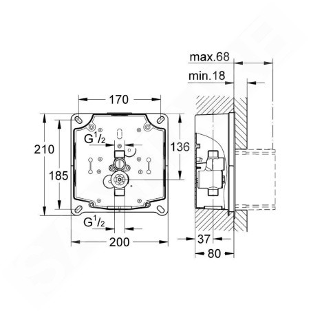 Grohe Rapido - Corps encastré Rapido UMB pour urinoir 38787000