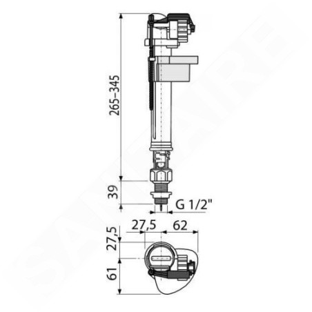Alcadrain Toilet accessoires - Robinet de remplissage pour réservoirs de chasse d'eau en céramique G1/2", en bas A18-1/2
