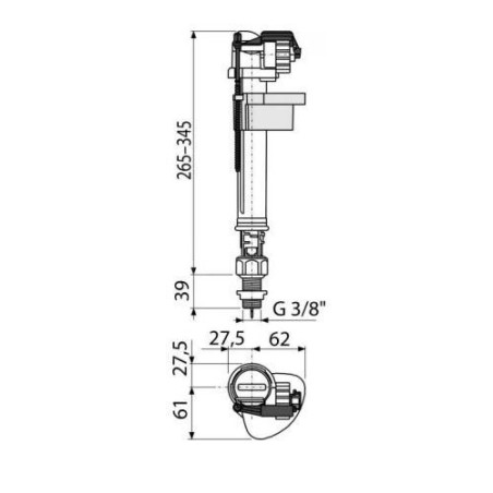 Alcadrain Toilet accessoires - Soupape de rinçage pour réservoirs de rinçage en céramique G3/8", en bas A18-3/8