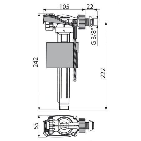 Alcadrain Accessoires - Robinet de remplissage latéral pour les réservoirs de chasse d'eau en plastique A160P-3/8