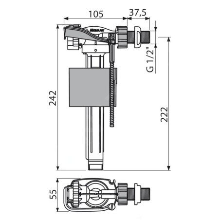 Alcadrain Accessoires - Robinet de remplissage latéral pour réservoirs de chasse d'eau en céramique A160-1/2