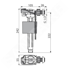 Alcadrain Toilet accessoires - Valve de remplissage pour réservoirs en plastique, latérale A150P-1/2