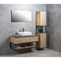 Sapho Skara - Armoire haute, 35x171x32 cm, 2 portes, noir mat/chêne Alabama CG010-2222