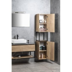 Sapho Skara - Armoire haute, 35x171x32 cm, 2 portes, noir mat/chêne Alabama CG010-2222