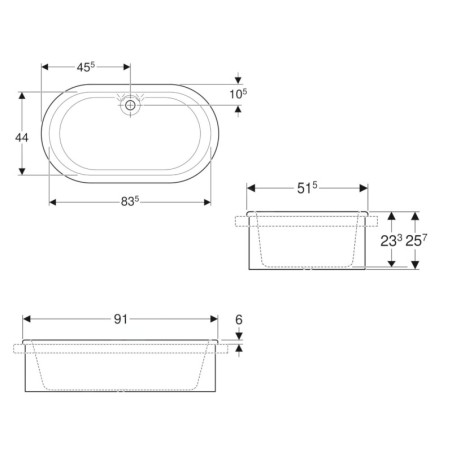 Geberit Bambini - Baignoire bébé, montage sur plan, blanc alpin 407010016