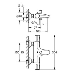 Grohe Grohtherm 800 - Mitigeur thermostatique de baignoire, chrome 34567000