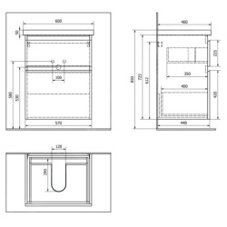 Aqualine Altair - Meuble sous lavabo 57x73x45 cm, noir mat AI660
