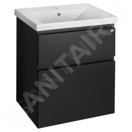 Aqualine Altair - Meuble sous lavabo 61x73x45 cm, noir mat AI665