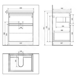 Aqualine Altair - Meuble sous lavabo 61x73x45 cm, noir mat AI665