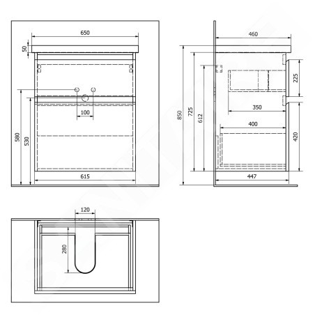 Aqualine Altair - Meuble sous lavabo 61x73x45 cm, noir mat AI665