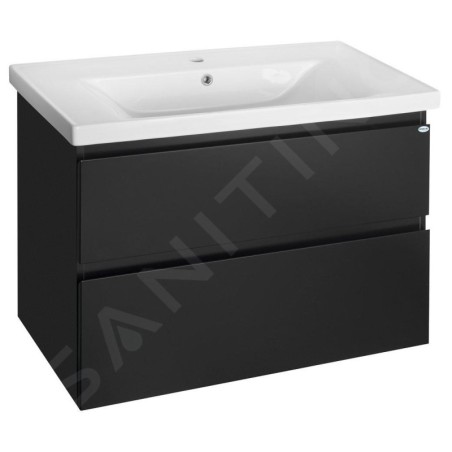Aqualine Altair - Meuble sous lavabo 87x60x45 cm, noir mat AI690