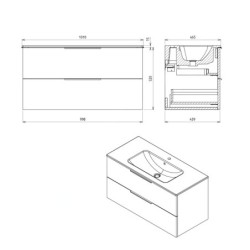 Sapho Cirasa - Meuble-lavabo, 100x52x46 cm, 2 tiroirs, blanc CR100-3030