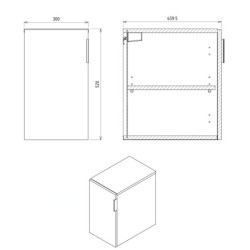 Sapho Cirasa - Armoire latérale, 30x52x46 cm, 1 porte, chêne argenté CR302-1111