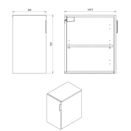 Sapho Cirasa - Armoire latérale, 30x52x46 cm, 1 porte, chêne argenté CR302-1111