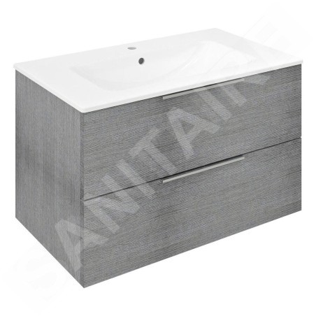 Sapho Cirasa - Meuble-lavabo 80x52x46 cm, 2 tiroirs, chêne argenté CR801-1111