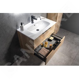 Sapho Cirasa - Meuble lavabo, 80x52x46 cm, 2 tiroirs, pin rustique CR801-1616