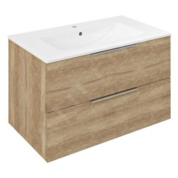 Sapho Cirasa - Meuble-lavabo 80x52x46 cm, 2 tiroirs, chêne Alabama CR801-2222