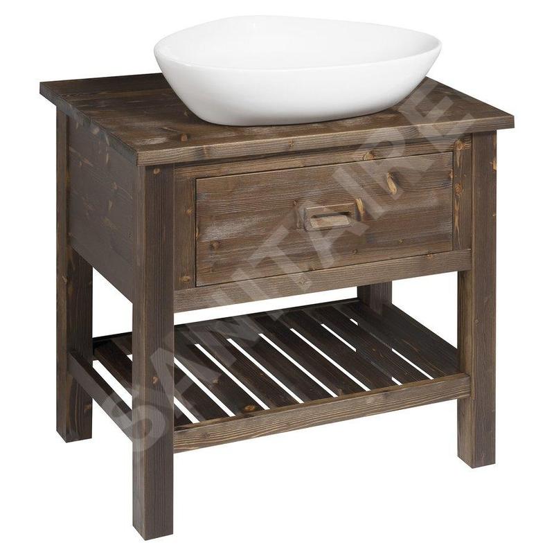 Sapho Brand - Meuble lavabo 73x80x50 cm, 1 tiroir, épicéa teinté BA083S Sapho Brand - Meuble lavabo 73x80x50 cm, 1 tiroir, épicéa teinté BA083S