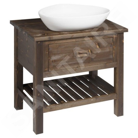 Sapho Brand - Meuble lavabo 73x80x50 cm, 1 tiroir, épicéa teinté BA083S