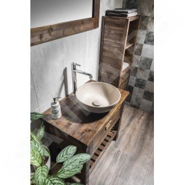 Sapho Brand - Meuble lavabo 73x80x50 cm, 1 tiroir, épicéa teinté BA083S