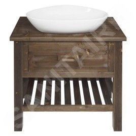 Sapho Brand - Meuble lavabo 73x80x50 cm, 1 tiroir, épicéa teinté BA083S