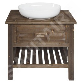 Sapho Brand - Meuble lavabo 73x80x50 cm, 1 tiroir, épicéa teinté BA083S