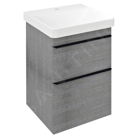 Sapho Sitia - Meuble lavabo 70x46x44 cm, 2 tiroirs, chêne argenté SI050-1111