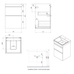 Sapho Sitia - Meuble-lavabo 70x46x44 cm, 2 tiroirs, chêne Alabama SI050-2222