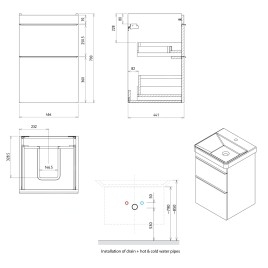 Sapho Sitia - Meuble-lavabo, 70x46x44 cm, 2 tiroirs, blanc mat SI050-3131
