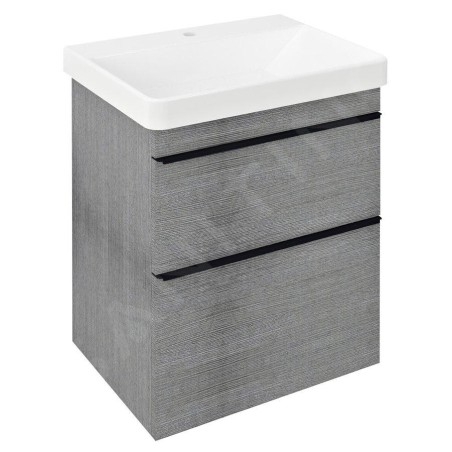 Sapho Sitia - Meuble lavabo 70x56x44 cm, 2 tiroirs, chêne argenté SI060-1111